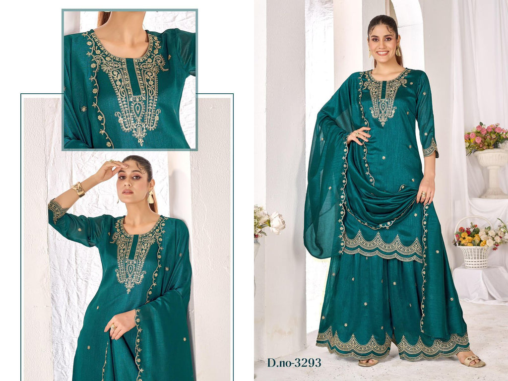 Premium Vichitra Embroidered Suit Set