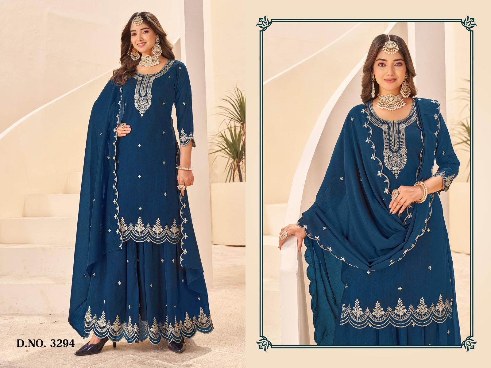 Premium Vichitra Embroidered Suit Set