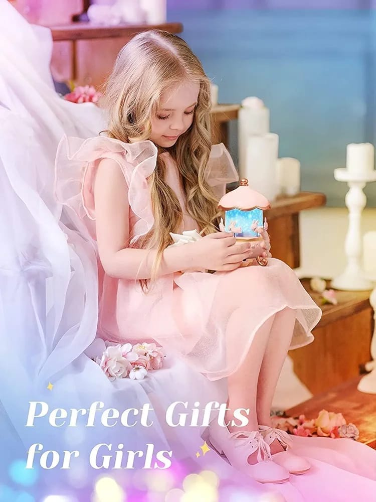 Dreamy Carousel Night Light for Kids | 3D Ocean & Bunny Projection Lamp