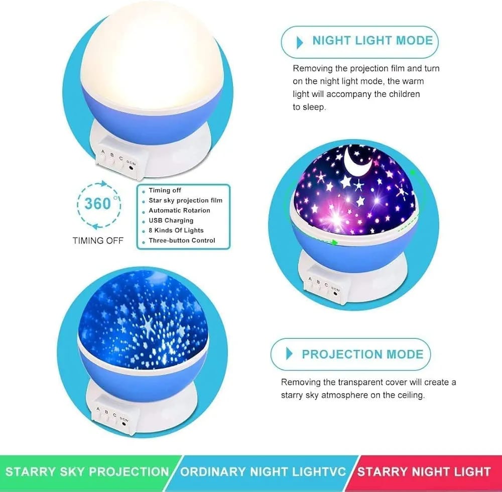 Galaxy Star Projector Night Lamp | 360° Rotating LED Sky Light