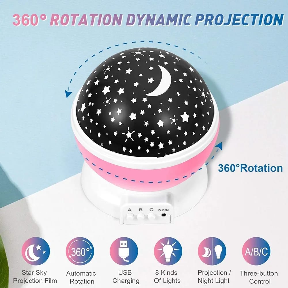 Galaxy Star Projector Night Lamp | 360° Rotating LED Sky Light