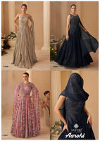 Sayuri Aarohi Premium Chinon Silk Gown – Free Size Stitched