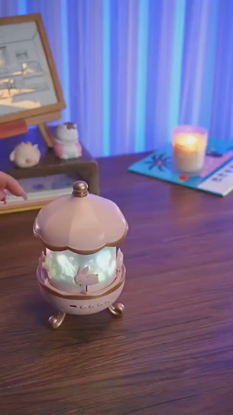 Dreamy Carousel Night Light for Kids | 3D Ocean & Bunny Projection Lamp